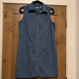 Marsh Landing cotton blue ditzy floral Shirt dress Women’s 12 button front Y2K